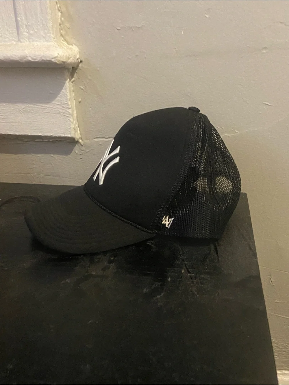Kids Black Baseball Cap with White NY Logo
